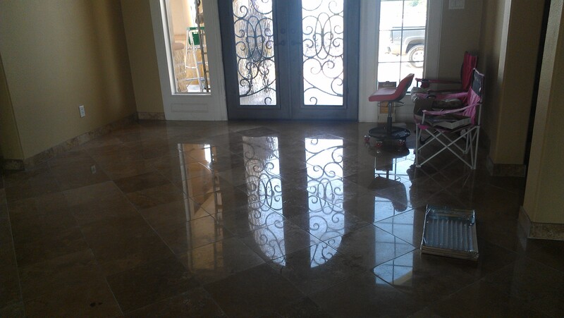 We polish this travertine floor in the Houston area